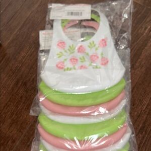 Floral Baby Bib Set - Pink and Green